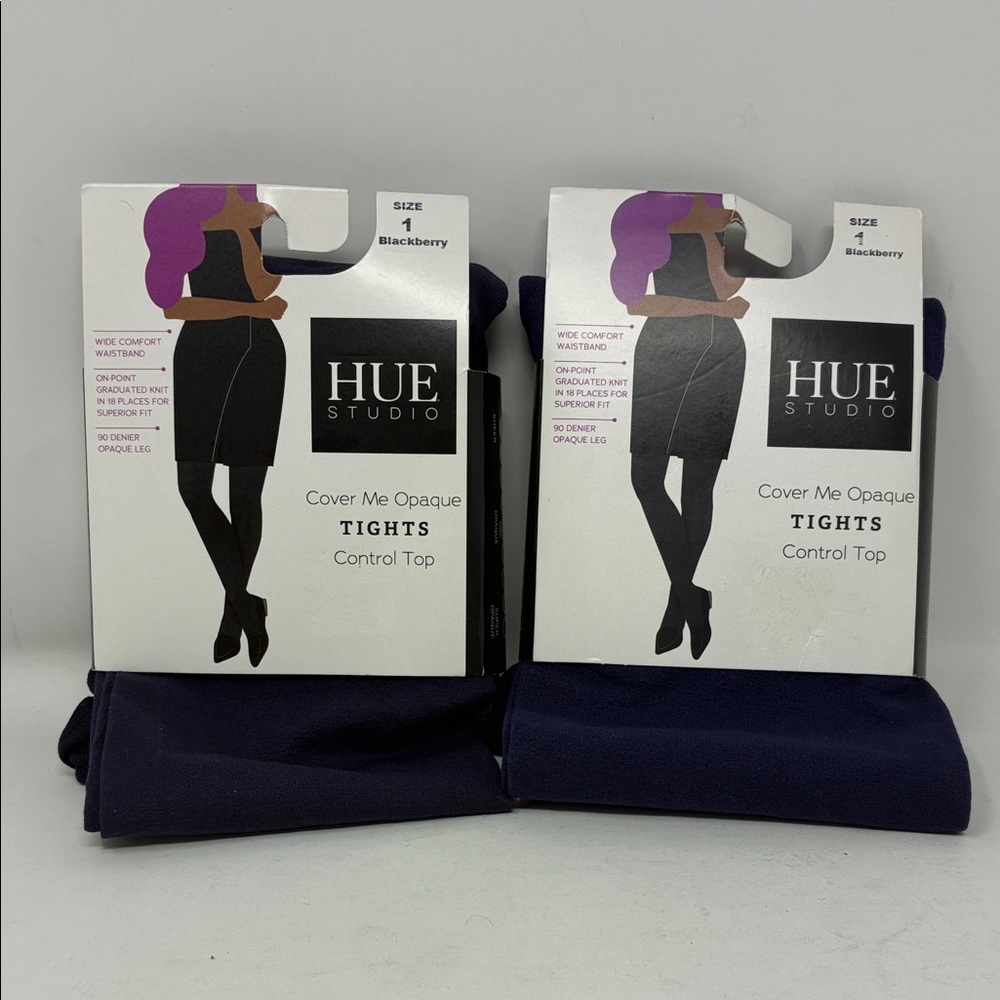 (2 Pack) Women's 90D Cover Me Opaque Control Top Tights - Blackberry Size:1